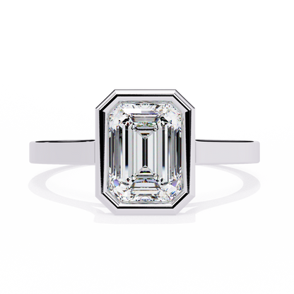 Emerald Bezel Lab Grown Diamond Ring