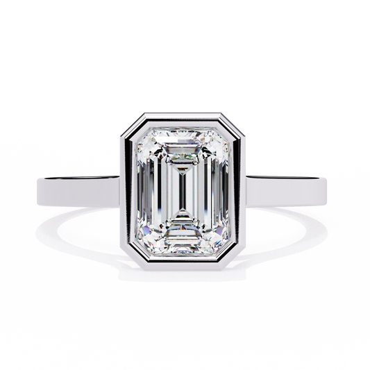 Emerald Bezel Lab Grown Diamond Ring