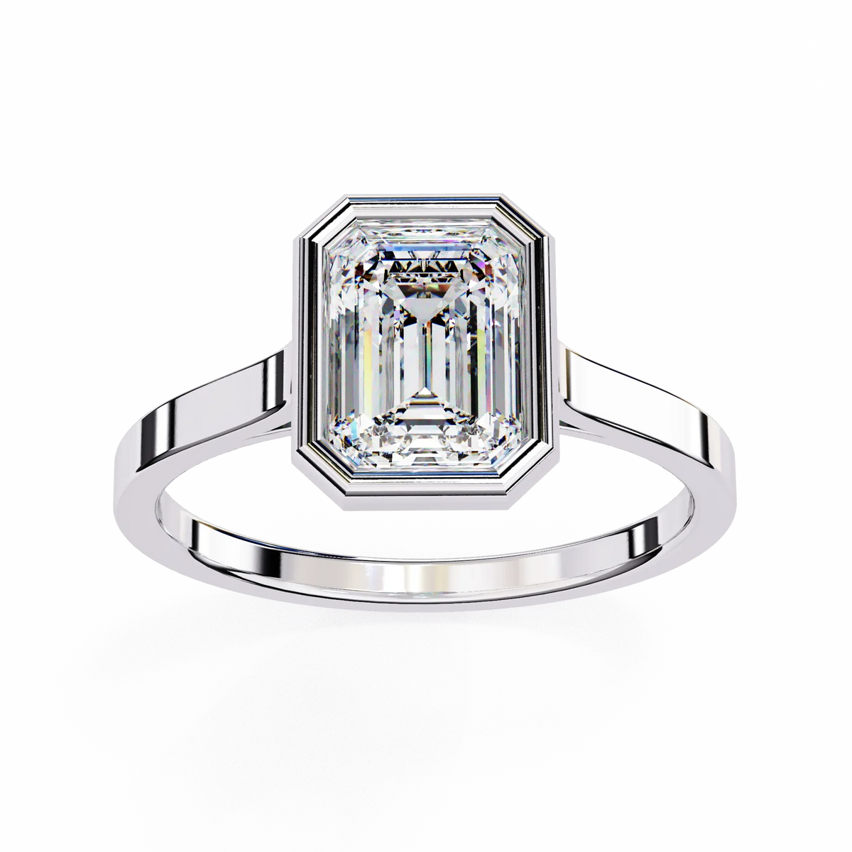 Emerald Bezel Lab Grown Diamond Ring - Ophiratbf