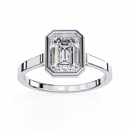 Emerald Bezel Lab Grown Diamond Ring