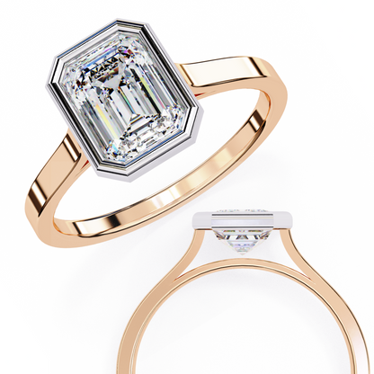 Emerald Bezel Lab Grown Diamond Ring