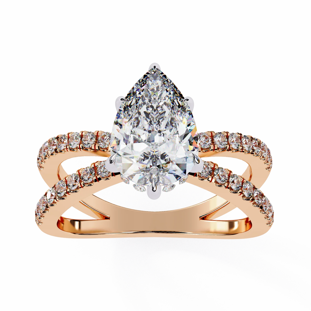 Pear Crisscross Lab Grown Diamond Ring - Ophiratbf