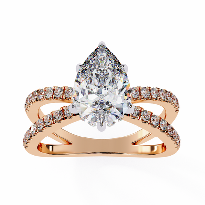 Pear  Crisscross Lab Grown Diamond Ring