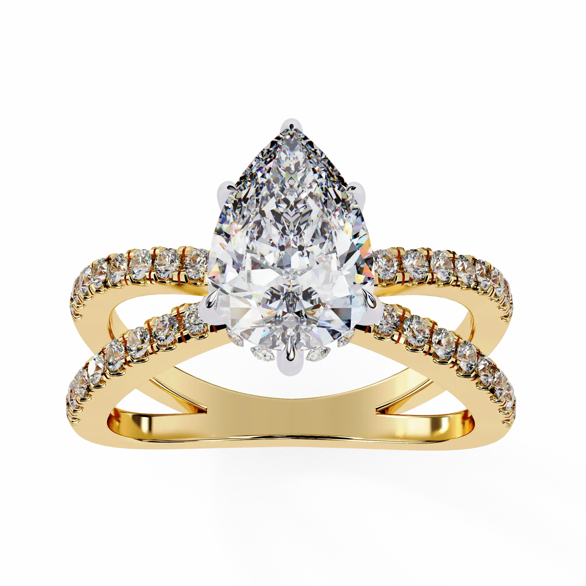 Pear Crisscross Lab Grown Diamond Ring - Ophiratbf