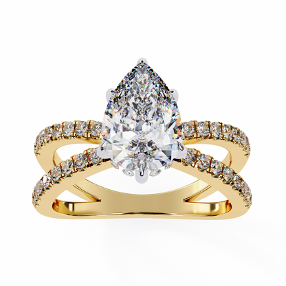 Pear  Crisscross Lab Grown Diamond Ring