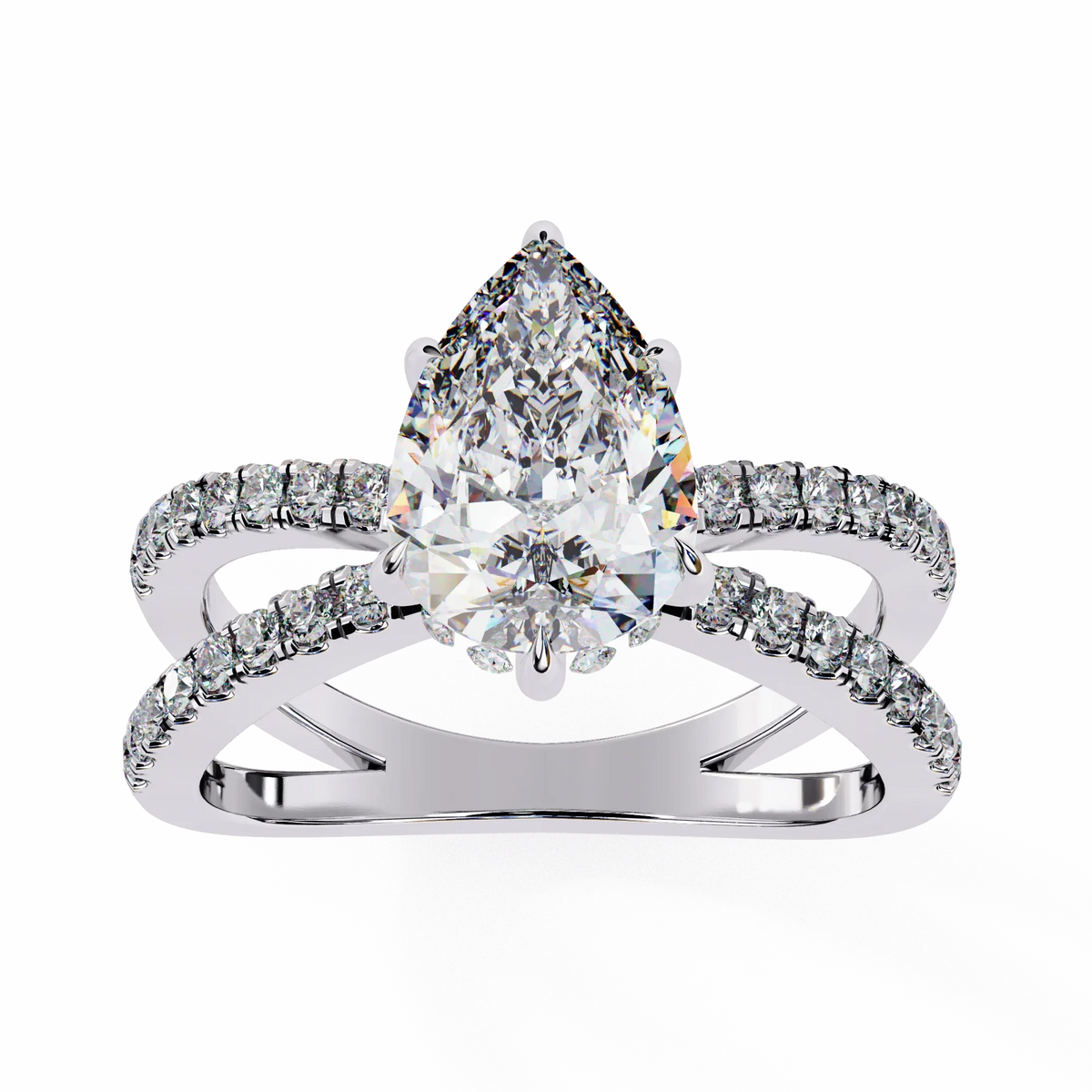 Pear Crisscross Lab Grown Diamond Ring - Ophiratbf