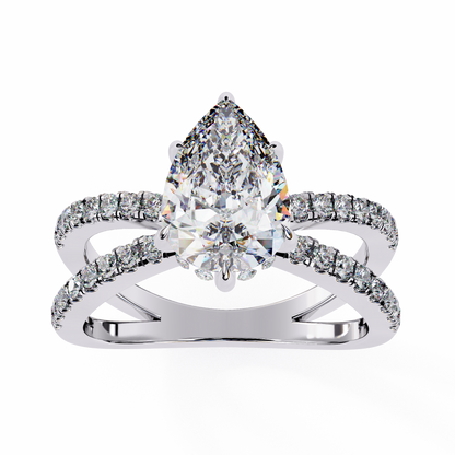 Pear  Crisscross Lab Grown Diamond Ring