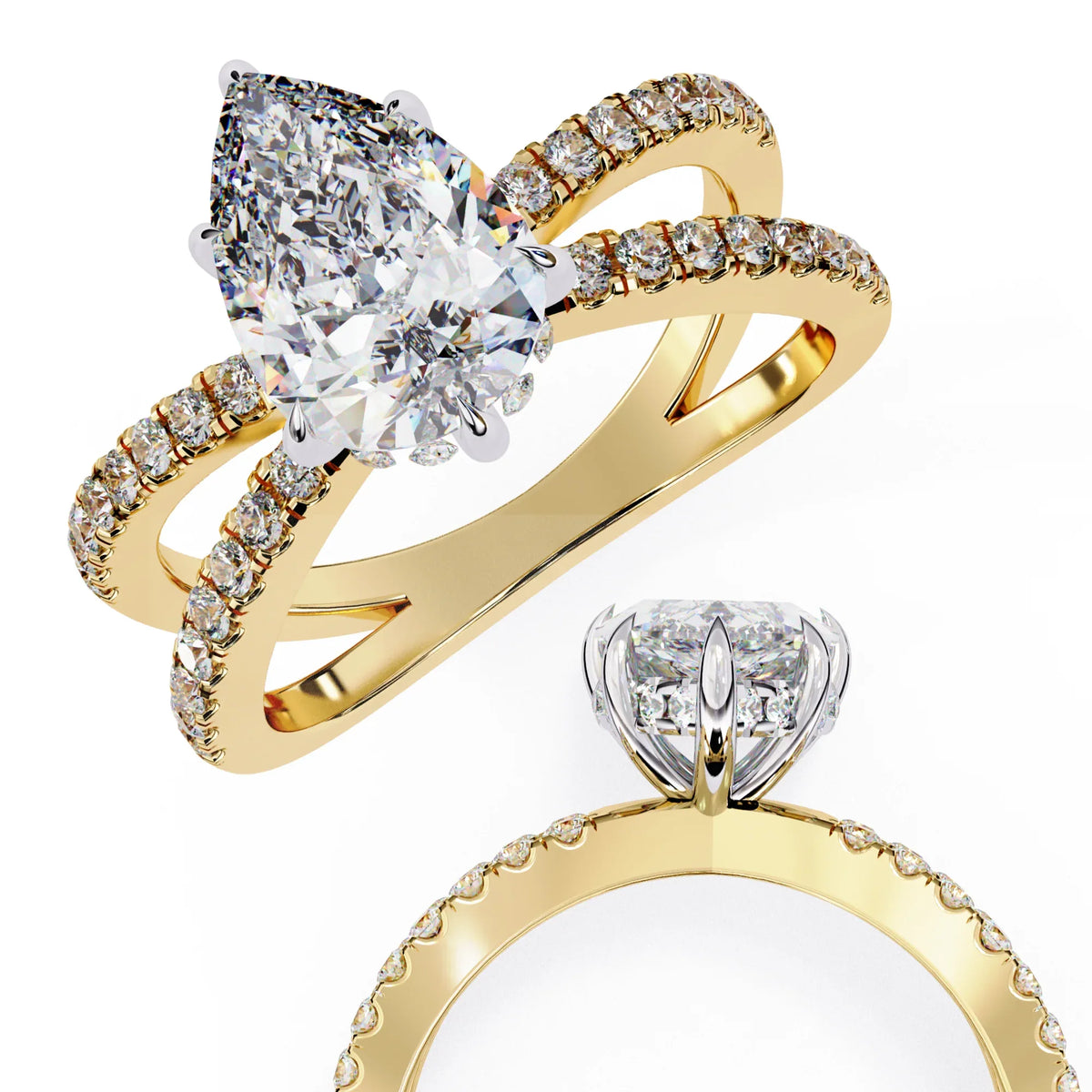 Pear Crisscross Lab Grown Diamond Ring - Ophiratbf