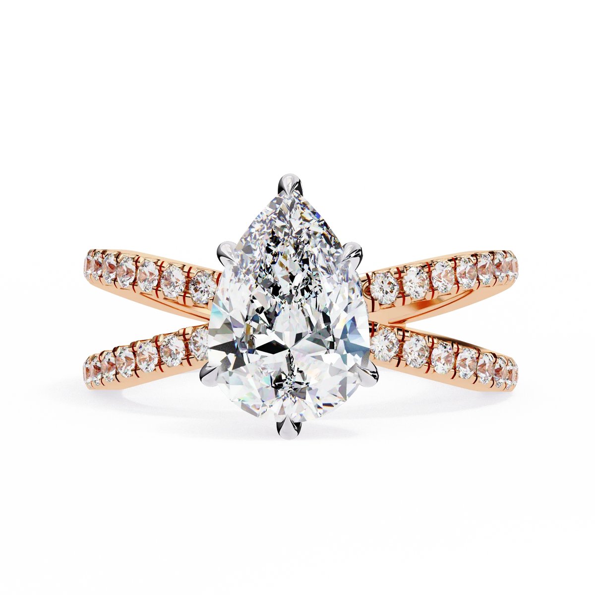 Pear Crisscross Lab Grown Diamond Ring - Ophiratbf