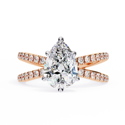 Pear  Crisscross Lab Grown Diamond Ring