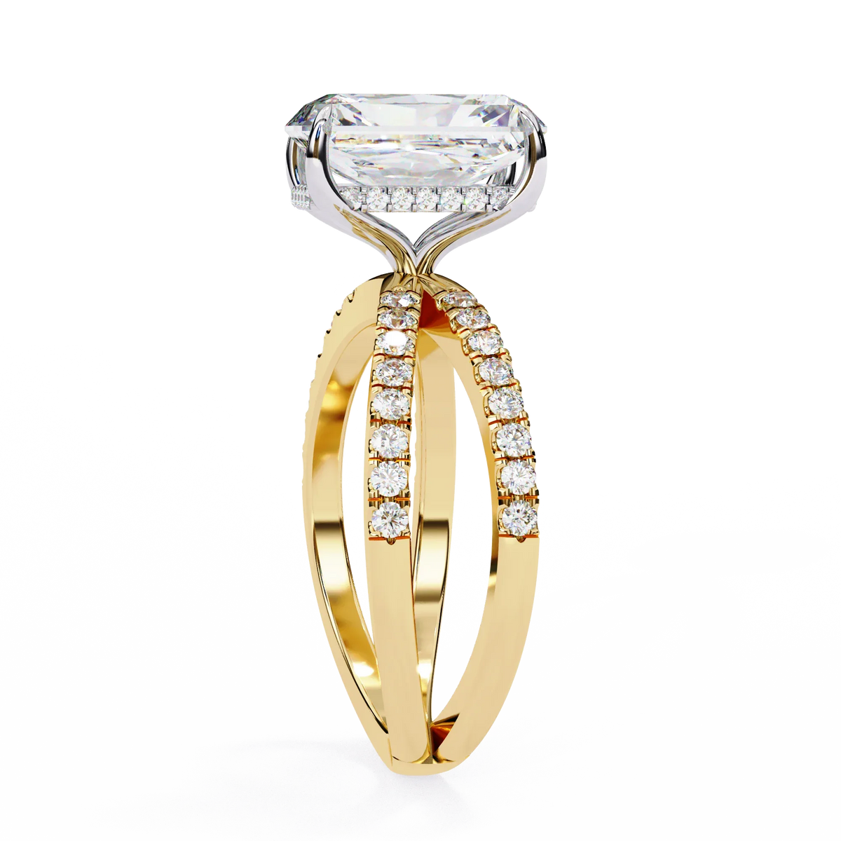Elysia Lab Grown Diamond Emerald Crisscross Ring - Ophiratbf