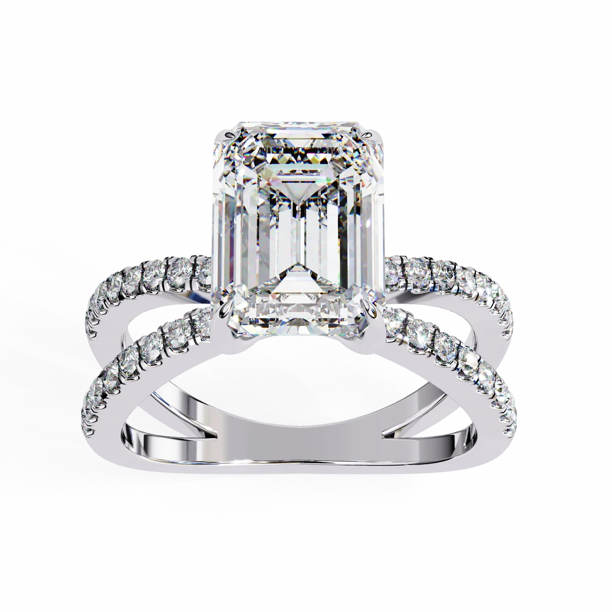 Elysia Lab Grown Diamond Emerald Crisscross Ring - Ophiratbf