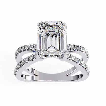 Elysia Lab Grown Diamond Emerald Crisscross Ring