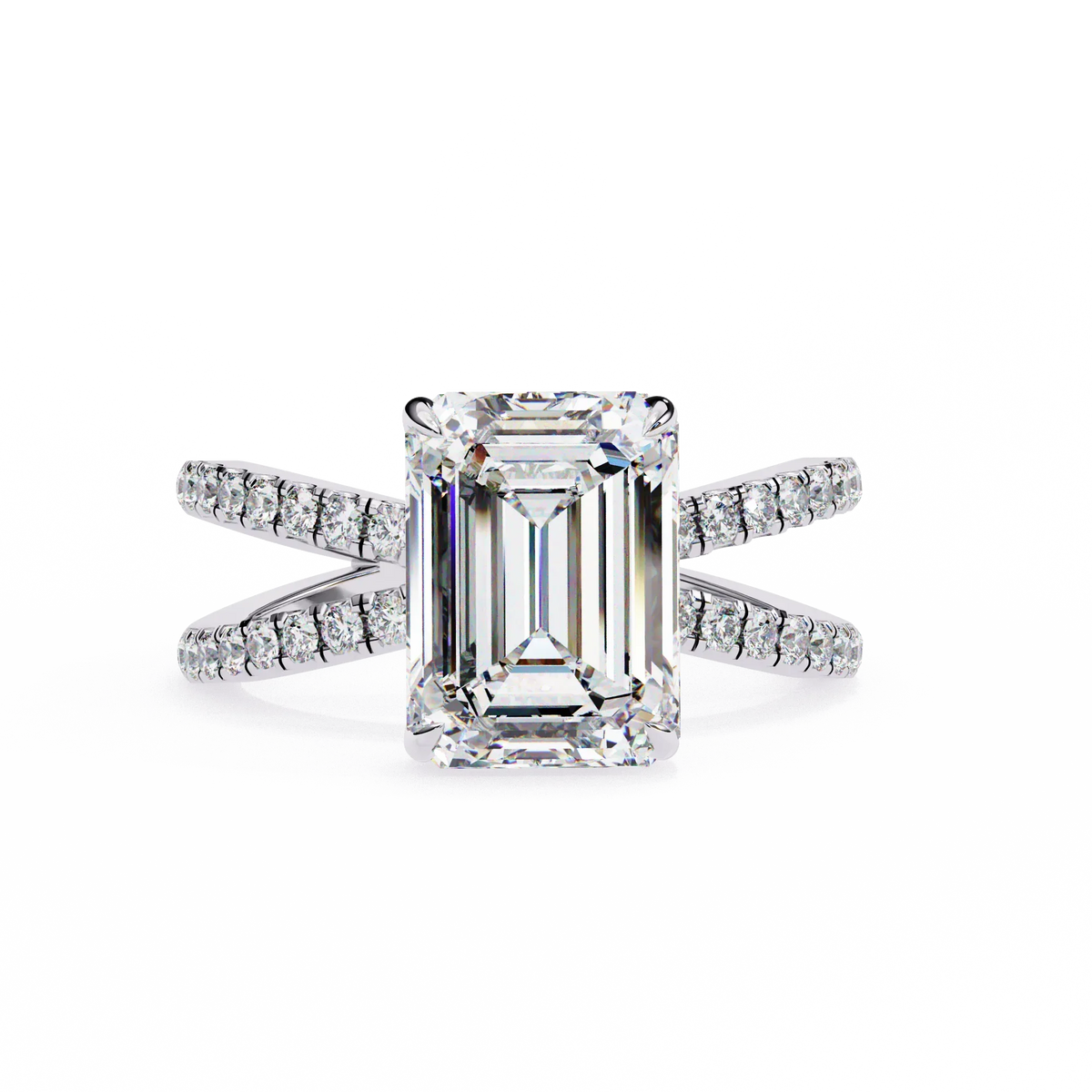 Elysia Lab Grown Diamond Emerald Crisscross Ring - Ophiratbf