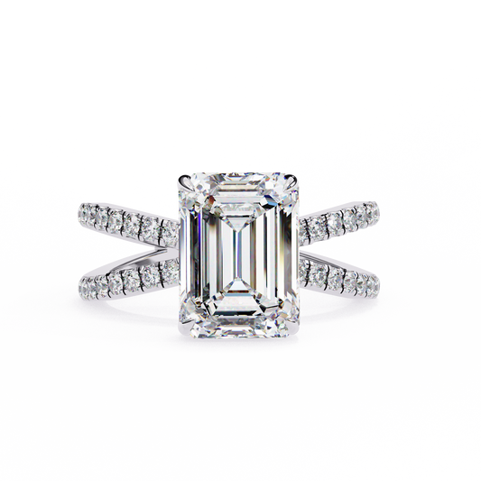 Elysia Lab Grown Diamond Emerald Crisscross Ring