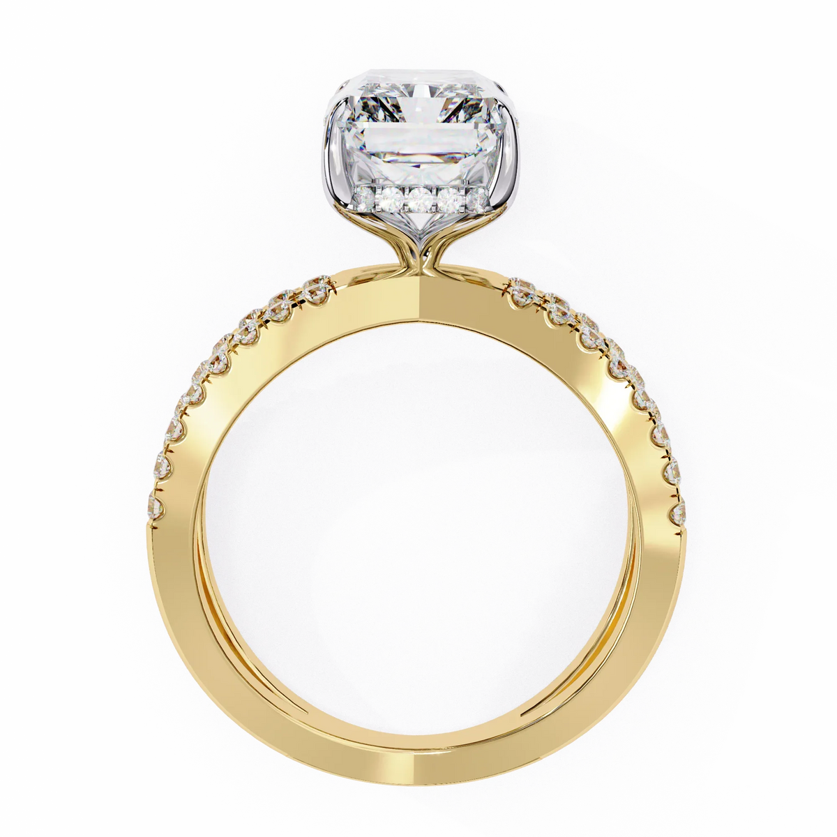 Elysia Lab Grown Diamond Emerald Crisscross Ring - Ophiratbf