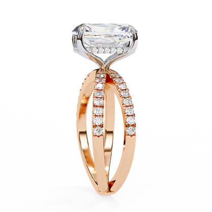 Elysia Lab Grown Diamond Emerald Crisscross Ring