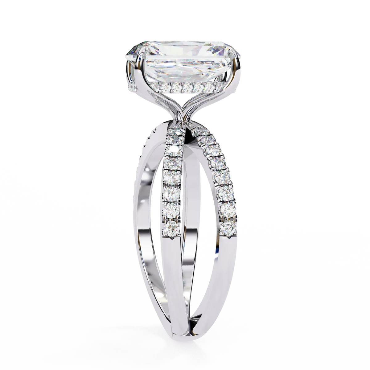 Elysia Lab Grown Diamond Emerald Crisscross Ring - Ophiratbf
