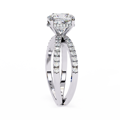 Cushion Cut Crisscross Lab Grown Diamond Ring