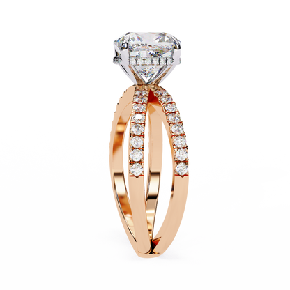 Cushion Cut Crisscross Lab Grown Diamond Ring