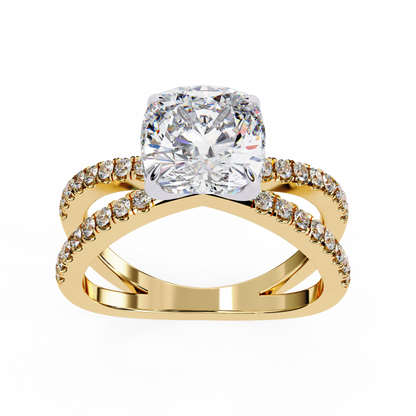 Cushion Cut Crisscross Lab Grown Diamond Ring