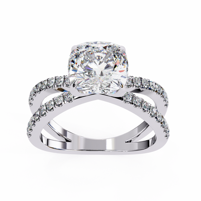 Cushion Cut Crisscross Lab Grown Diamond Ring