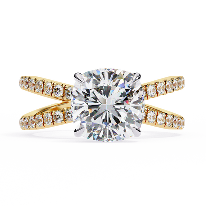 Cushion Cut Crisscross Lab Grown Diamond Ring