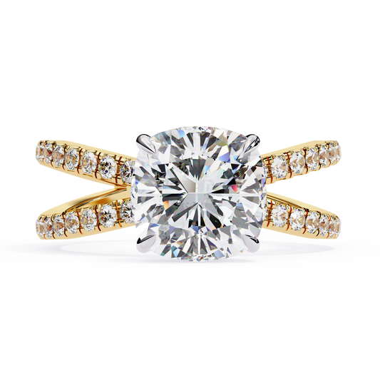 Cushion Cut Crisscross Lab Grown Diamond Ring