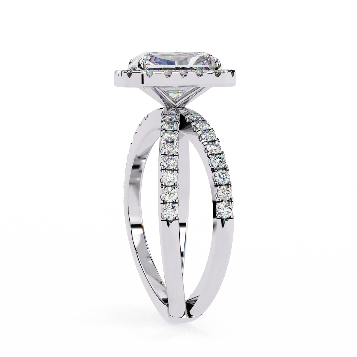 Radiant Halo Crisscross Lab Grown Diamond Ring - Ophiratbf