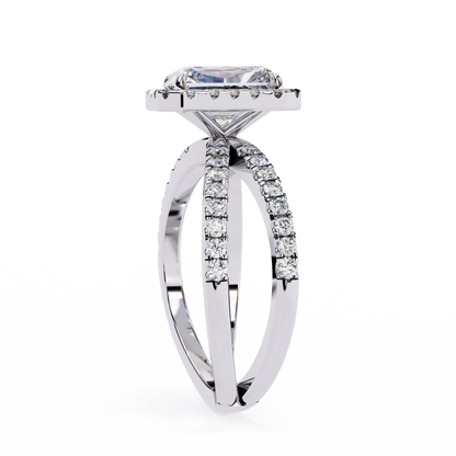 Radiant Halo Crisscross Lab Grown Diamond Ring