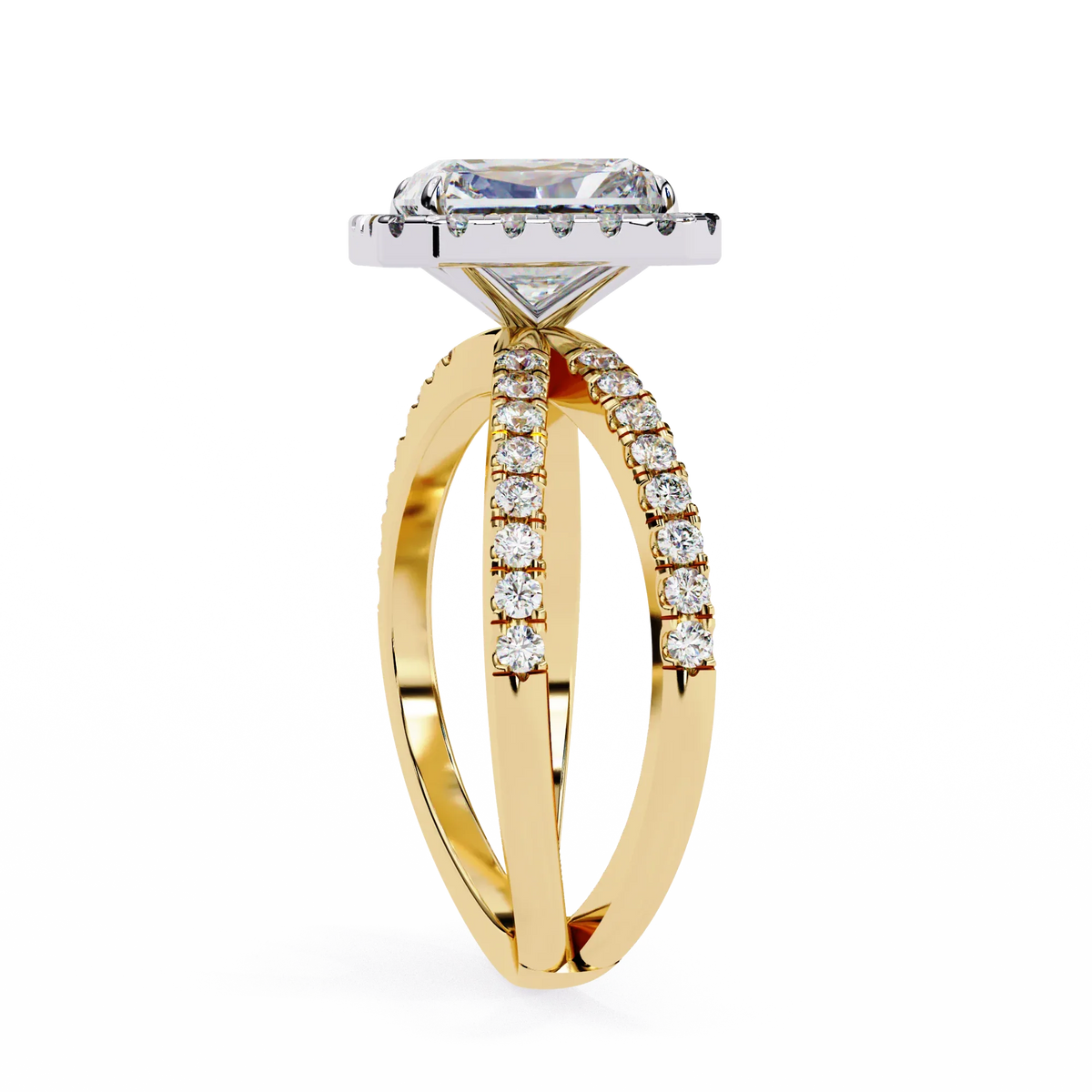 Radiant Halo Crisscross Lab Grown Diamond Ring - Ophiratbf