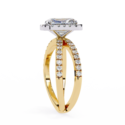 Radiant Halo Crisscross Lab Grown Diamond Ring