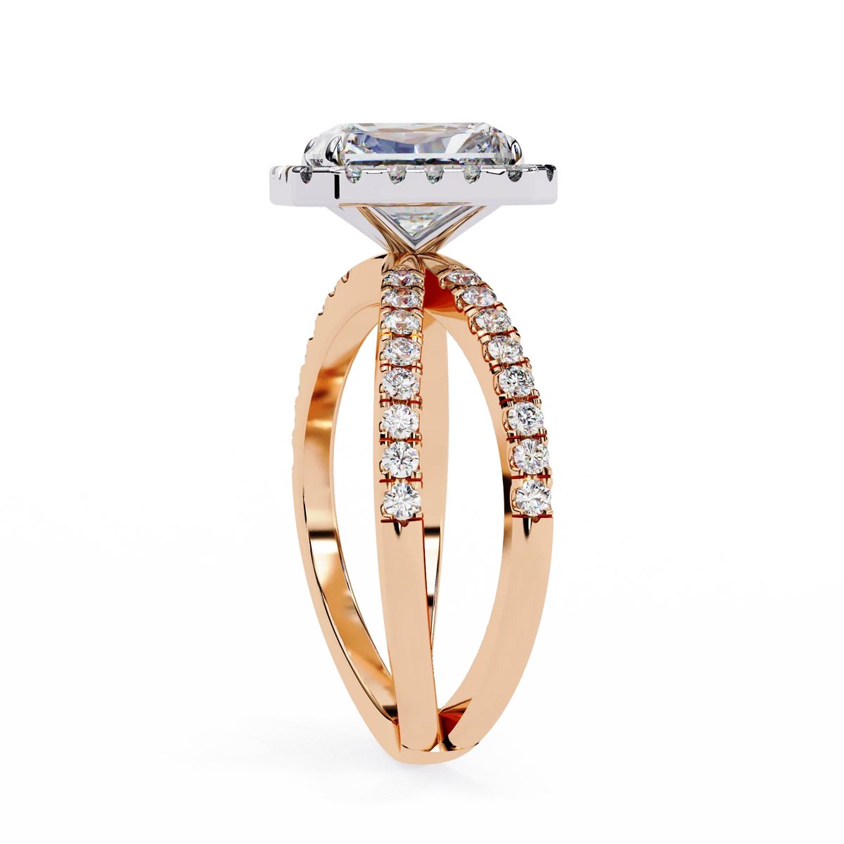 Radiant Halo Crisscross Lab Grown Diamond Ring - Ophiratbf