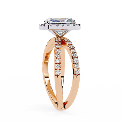 Radiant Halo Crisscross Lab Grown Diamond Ring