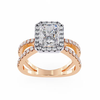 Radiant Halo Crisscross Lab Grown Diamond Ring