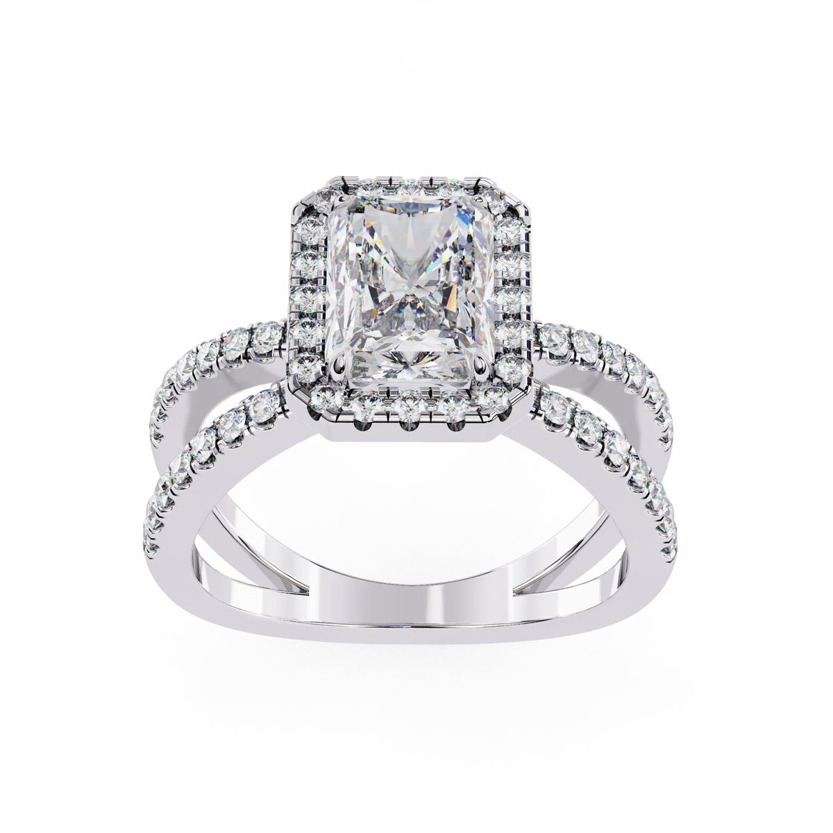 Radiant Halo Crisscross Lab Grown Diamond Ring - Ophiratbf