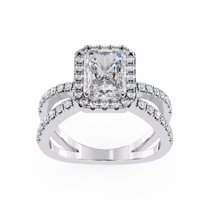 Radiant Halo Crisscross Lab Grown Diamond Ring