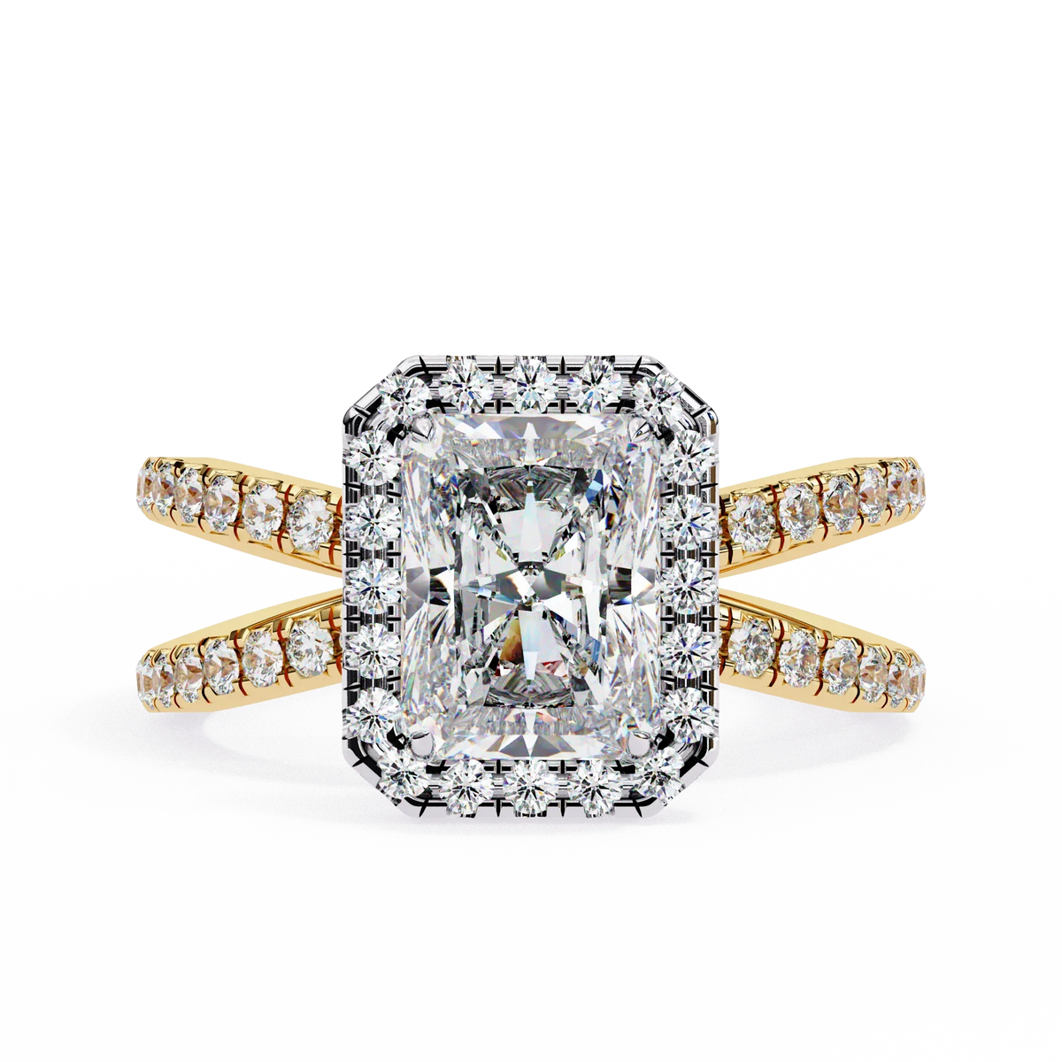 Radiant Halo Crisscross Lab Grown Diamond Ring - Ophiratbf