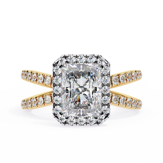 Radiant Halo Crisscross Lab Grown Diamond Ring