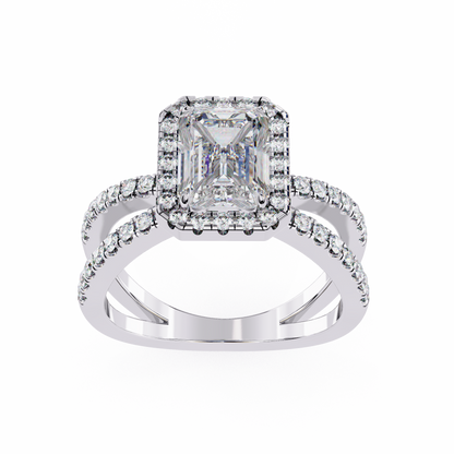 Elysia Lab Grown Diamond Emerald Infinity Halo Ring