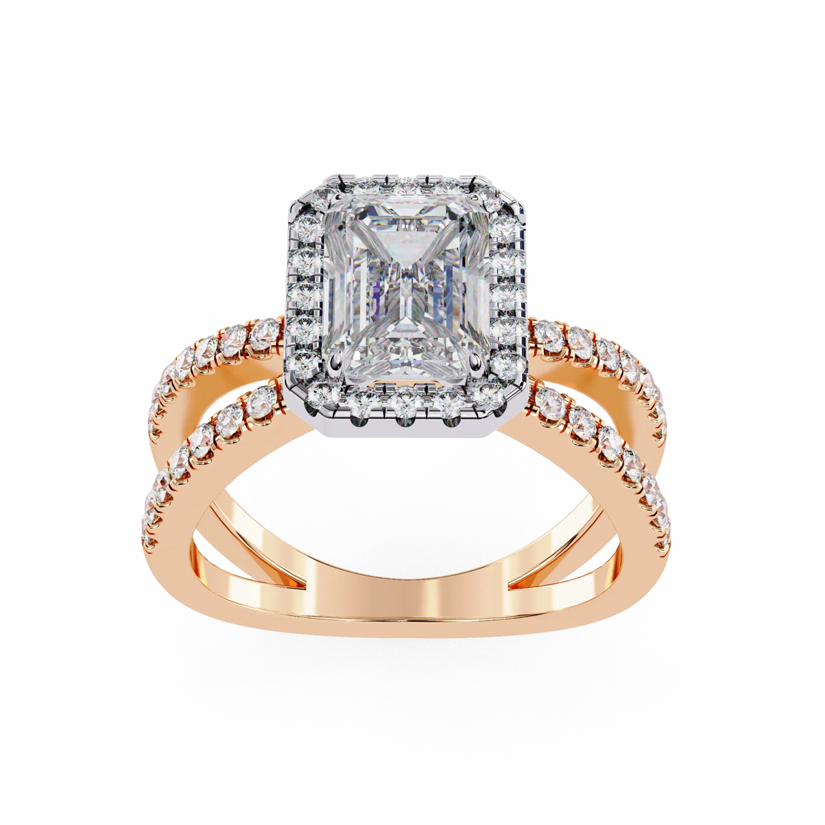 Elysia Lab Grown Diamond Emerald Infinity Halo Ring - Ophiratbf