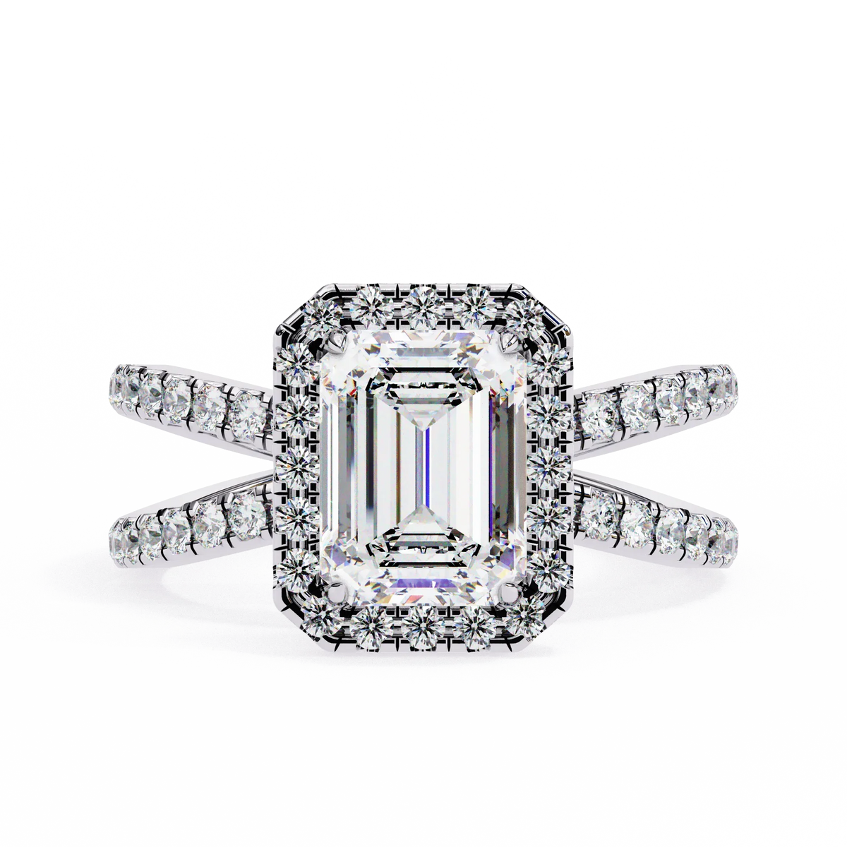 Elysia Lab Grown Diamond Emerald Infinity Halo Ring - Ophiratbf