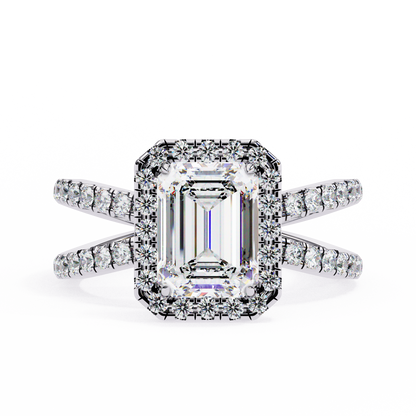 Elysia Lab Grown Diamond Emerald Infinity Halo Ring