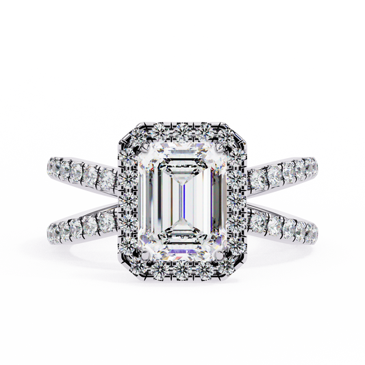 Elysia Lab Grown Diamond Emerald Infinity Halo Ring