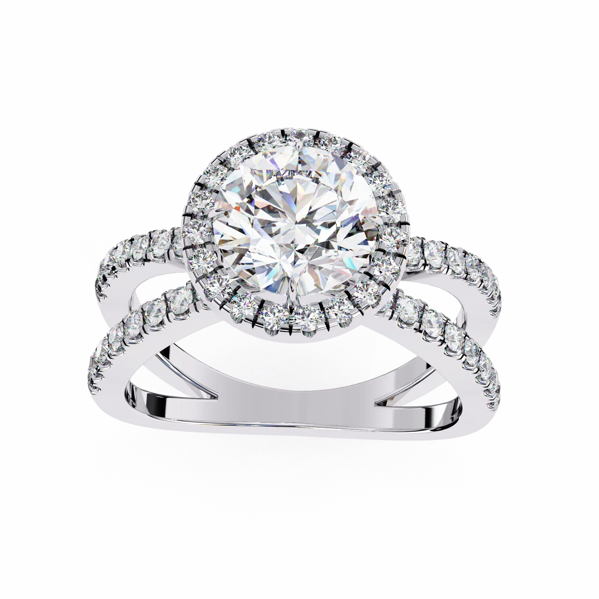 Round Halo Crisscross Lab Grown Diamond Ring - Ophiratbf