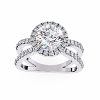 Round Halo Crisscross Lab Grown Diamond Ring - Ophiratbf