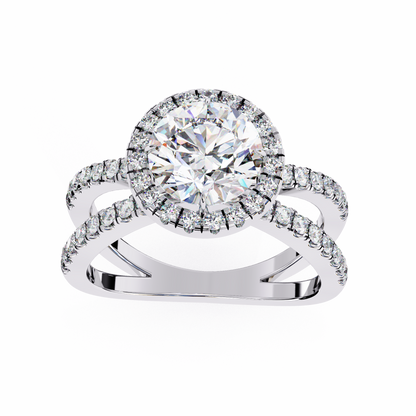 Round Halo Crisscross Lab Grown Diamond Ring