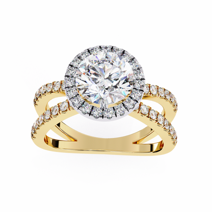 Round Halo Crisscross Lab Grown Diamond Ring