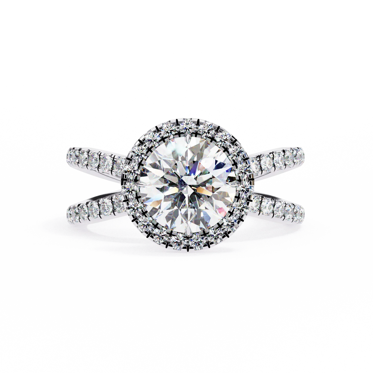Round Halo Crisscross Lab Grown Diamond Ring - Ophiratbf