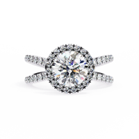 Round Halo Crisscross Lab Grown Diamond Ring - Ophiratbf